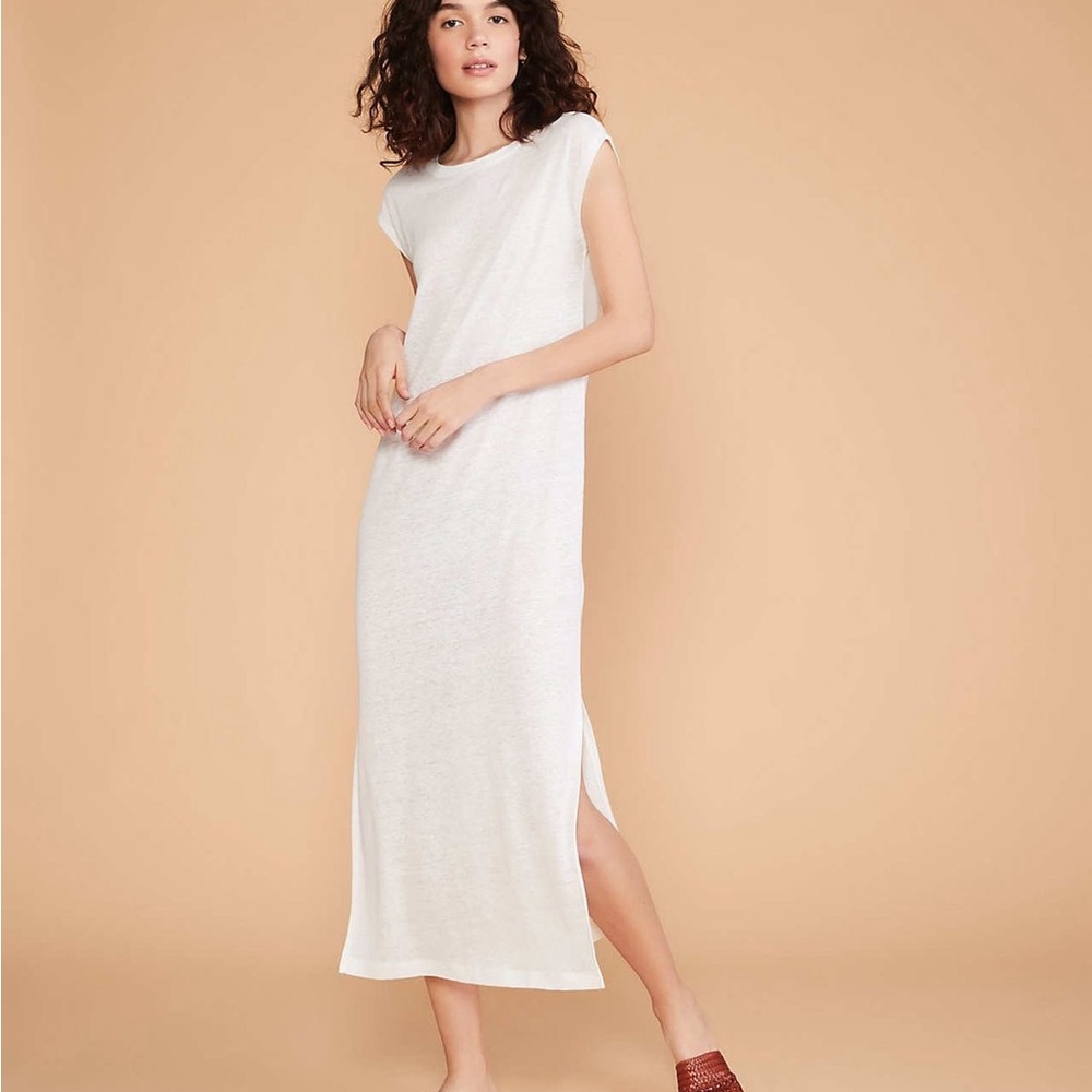 Ann Taylor LOFT Lou & Grey: White Midi T-Shirt Dress